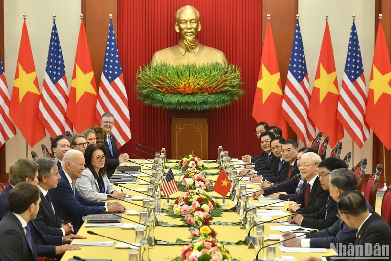 Tổng Bí thư Nguyễn Phú Trọng hội đàm với Tổng thống Hoa Kỳ Joe Biden.